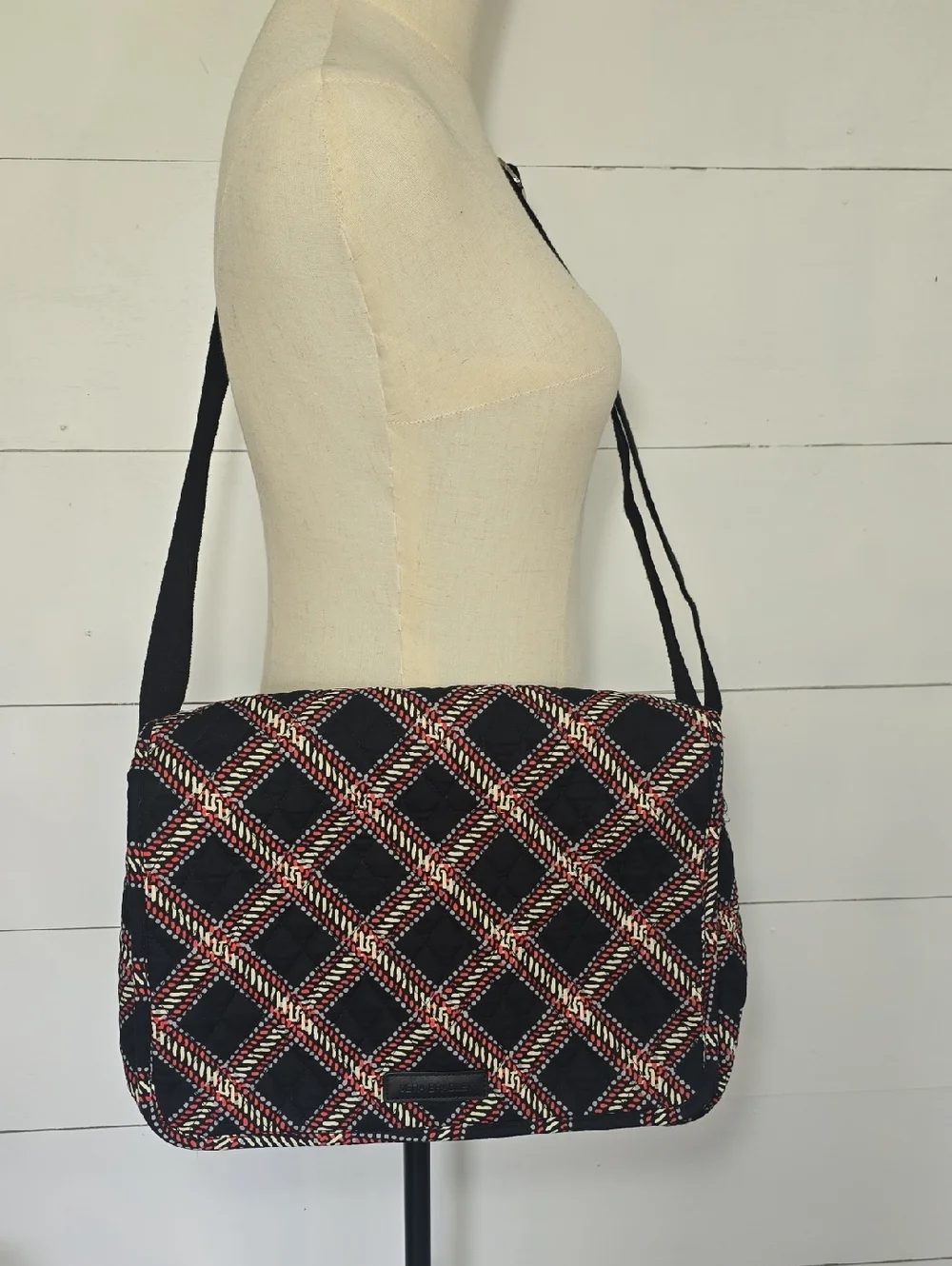 Quilted Vera Bradley Messenger Bag in the Discontinued Minsk Plaid Pattern